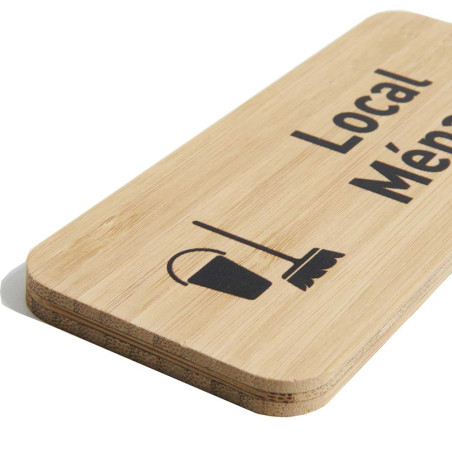 Plaque de porte Local ménage 60x150 mm - gamme Bamboo rectangle