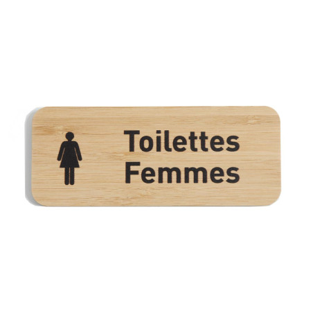 Plaque de porte Toilettes Femmes 60x150 mm - gamme Bamboo rectangle