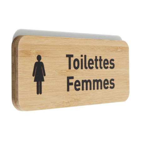 Plaque de porte Toilettes Femmes 60x150 mm - gamme Bamboo rectangle