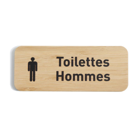 Plaque de porte Toilettes hommes 60x150 mm - gamme Bamboo rectangle