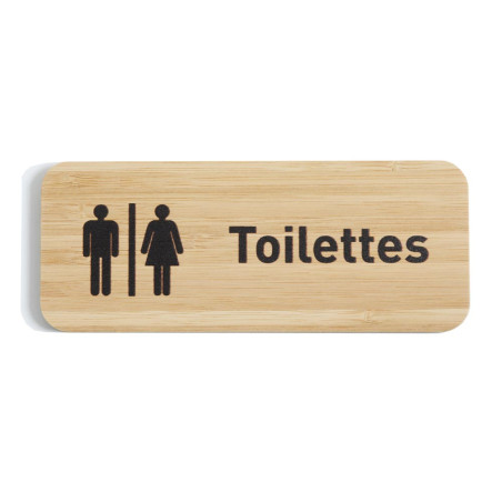 Plaque de porte Toilettes hommes/femmes 60x150 mm - gamme Bamboo rectangle