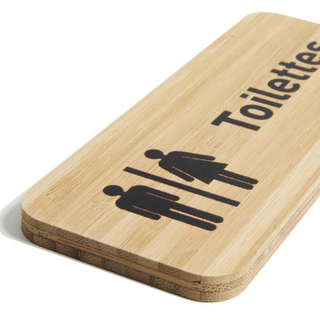 Plaque de porte Toilettes hommes/femmes 60x150 mm - gamme Bamboo rectangle