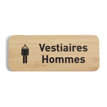 Plaque de porte Vestiaires hommes 60x150 mm - gamme Bamboo rectangle