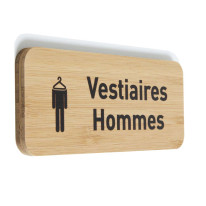Plaque de porte Vestiaires hommes 60x150 mm - gamme Bamboo rectangle