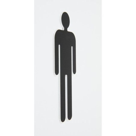 Pictogramme toilettes hommes découpé en aluminium brossé noir - H 100 mm
