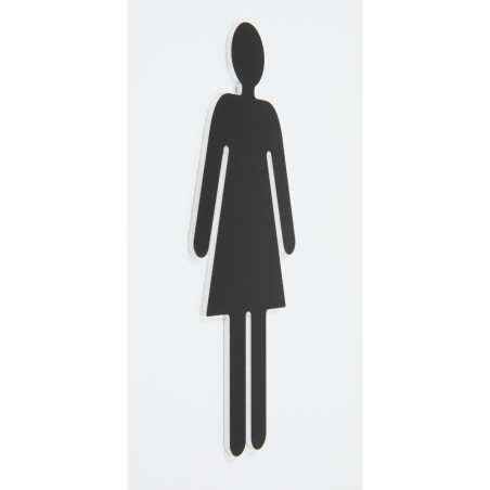 Pictogramme toilettes femmes découpé en aluminium brossé noir - H 100 mm