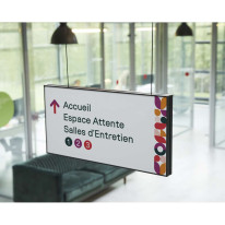 Suspension signalétique avec fixation plafond - gamme Pégase noire