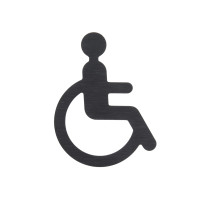 Pictogramme PMR découpé en aluminium brossé noir - H 80 mm