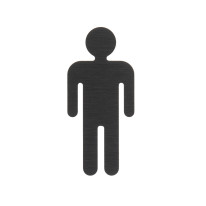 Pictogramme toilettes garçons découpé en aluminium brossé noir - H 70 mm