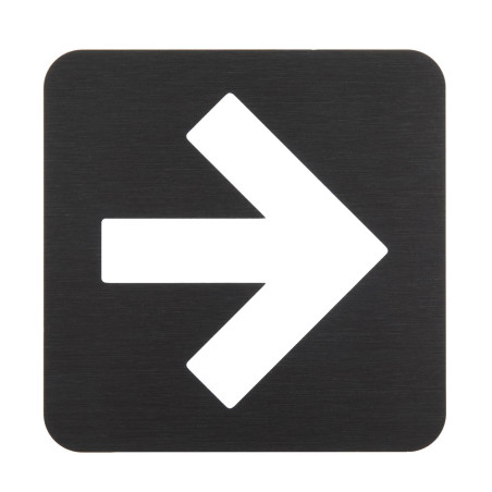 Pictogramme Flèche découpée en aluminium brossé noir - 100 x 100 mm