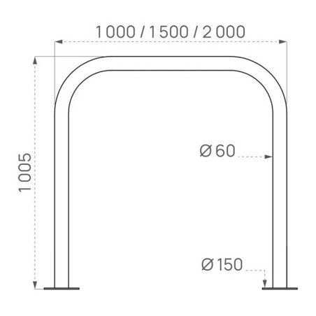 Arceau pompier - simple - dimensions