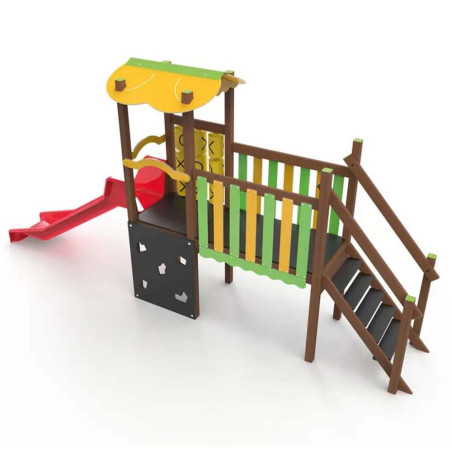 Structure multi-jeux avec toboggan