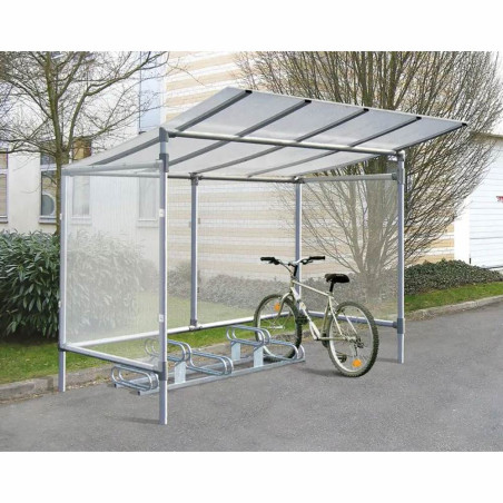 Support vélos emplacements décalés - galva - 5 places en situation