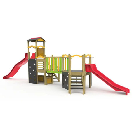 Structure multi activités pour enfants avec toboggan