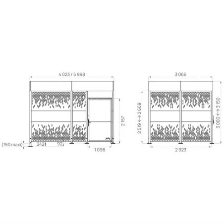 Abri vélos sécurisé tout bois - dimensions