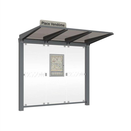 Abri bus - sans bardage latéral - L 2620 mm - gris