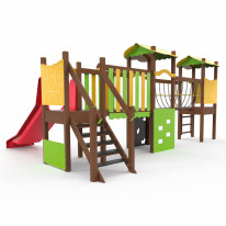 Structure multi-activités alu avec pont, filet et toboggan
