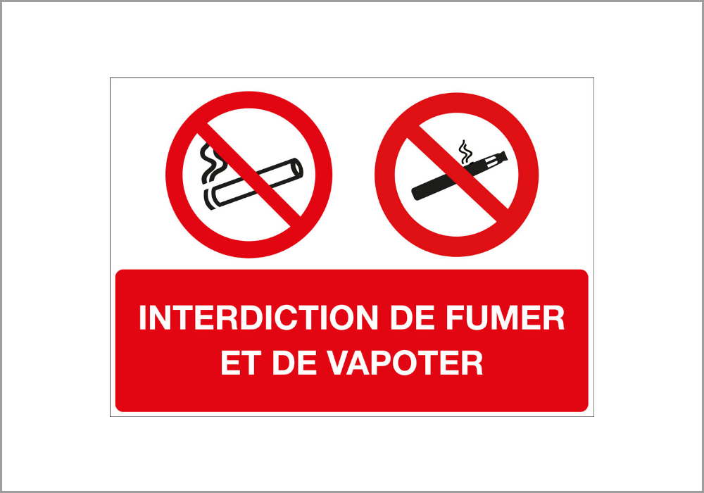 Panneau interdiction de fumer et interdiction de vapoter