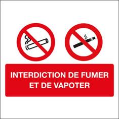 Panneau interdiction de fumer et d'utiliser la cigarette électronique