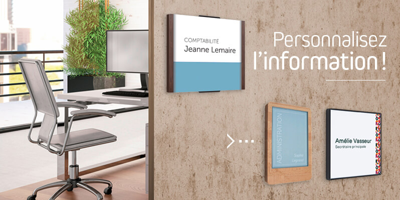 Plaque de porte avec affichage modifiable